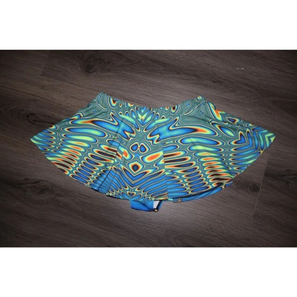 badinka Trippy Psychedelic Heatmap Pleated Skort  – Rave Festival Mini Skirt